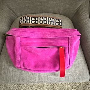 Parker Thatch Cross Your Heart Sling Pink Suede with adjustable strap